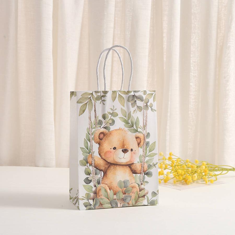 ラッピングテディベア 紙袋 4種セット 幅15×高さ21×奥行8cm くま 服
