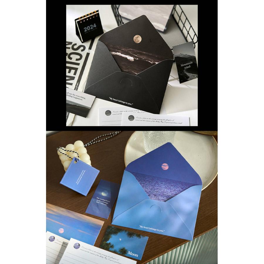 レターセット 便箋 手紙月 風景 空 写真 ( 12枚+封筒 6枚+ポストカード