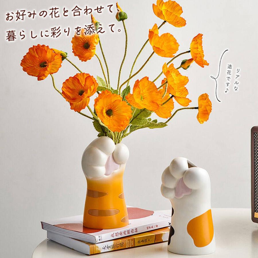 フラワーベース持つ 猫 肉球 デザイン 手 造花 ドライフラワー