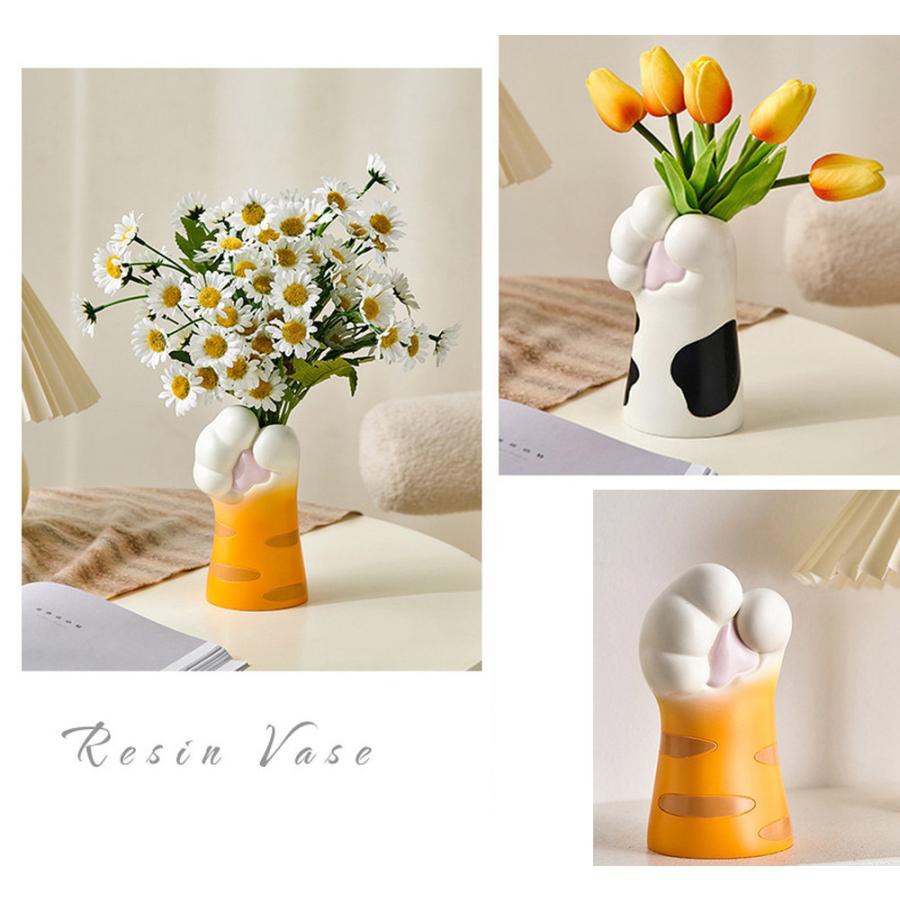 フラワーベース持つ 猫 肉球 デザイン 手 造花 ドライフラワー