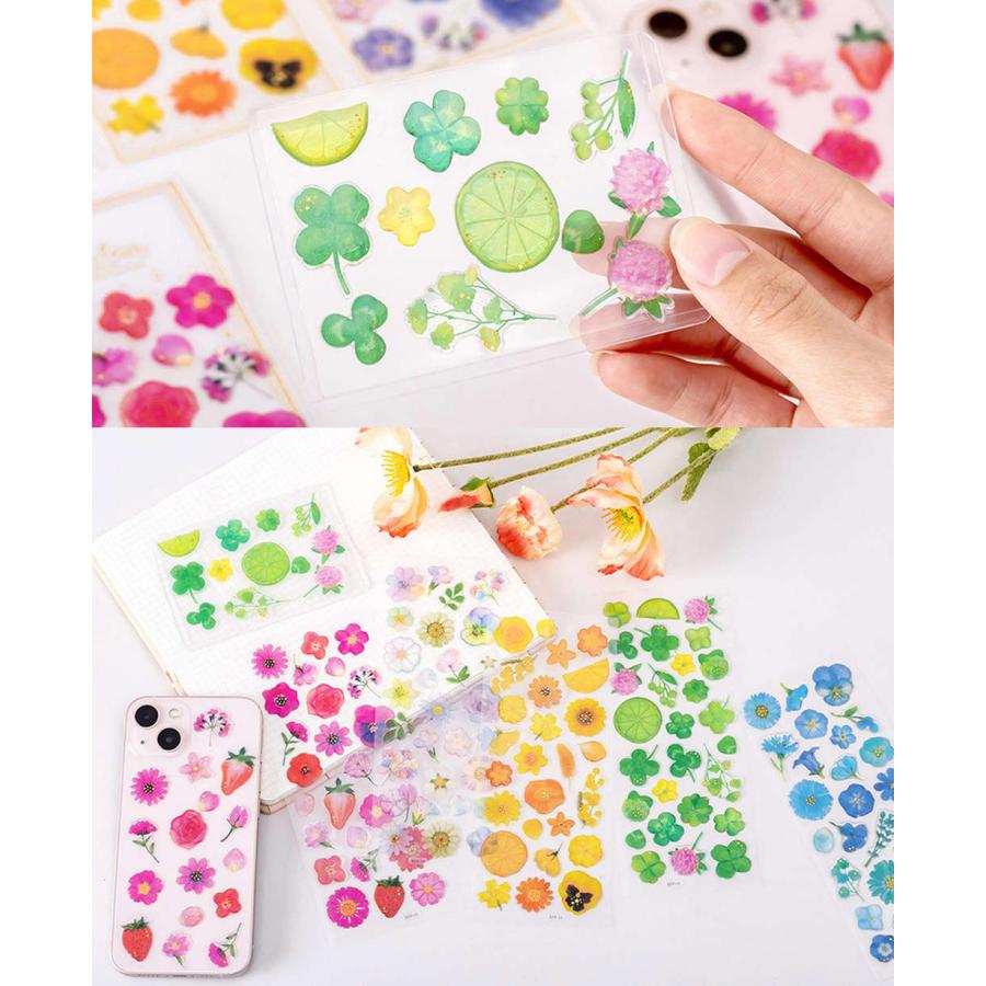 シールステッカー 花 フラワー 8種セット ぷっくり ぷくぷく 3D