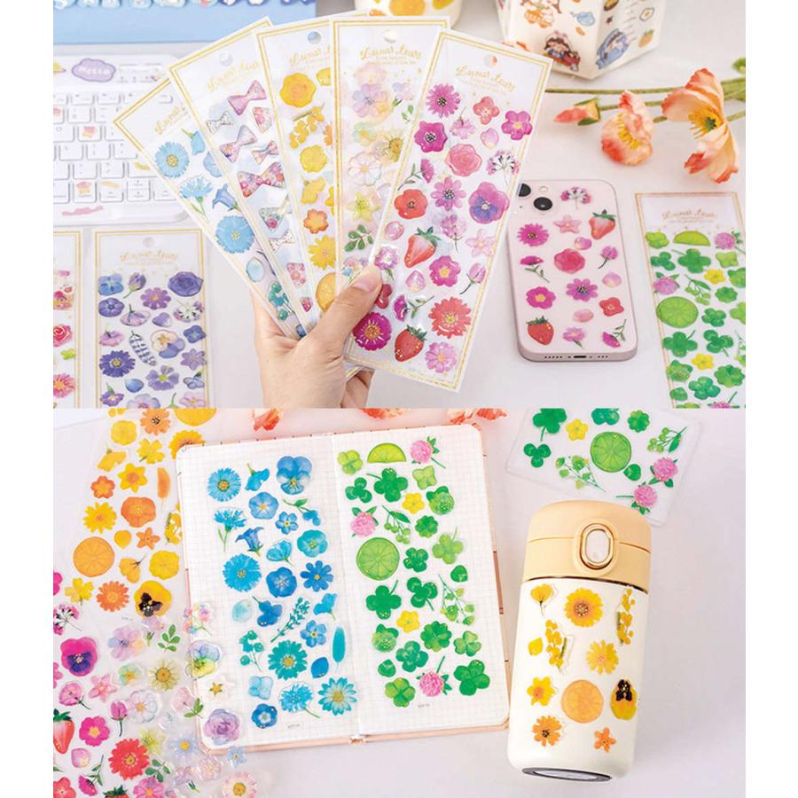 シールステッカー 花 フラワー 8種セット ぷっくり ぷくぷく 3D