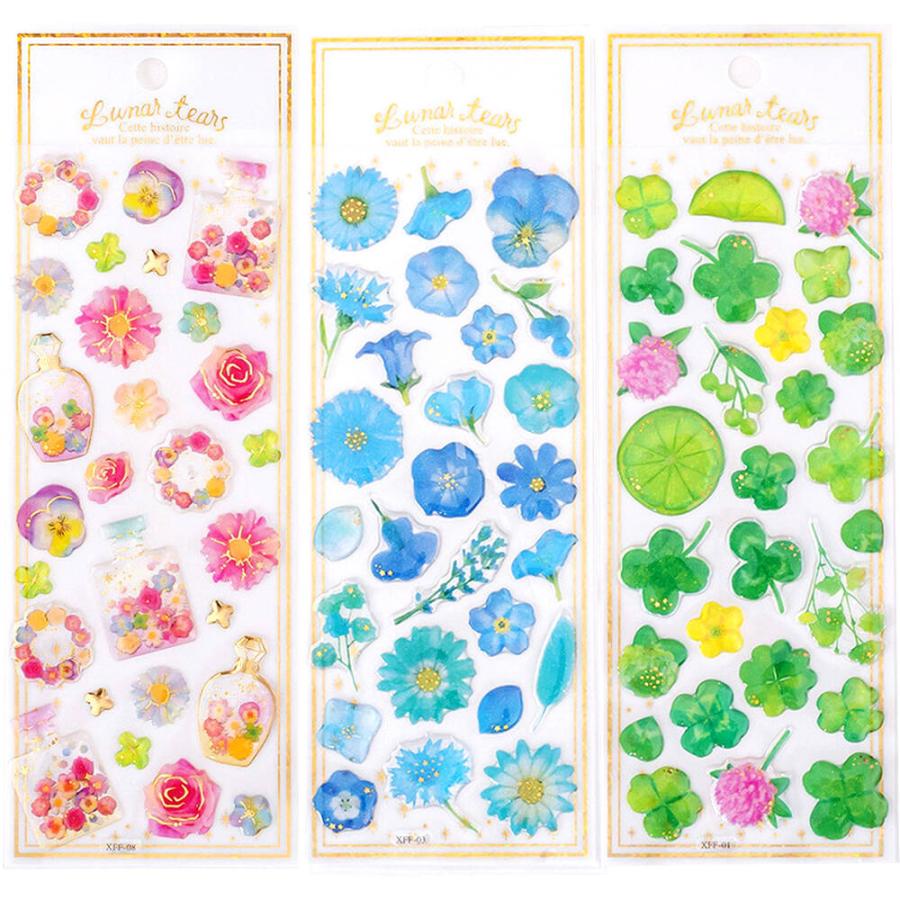 シールステッカー 花 フラワー 8種セット ぷっくり ぷくぷく 3D