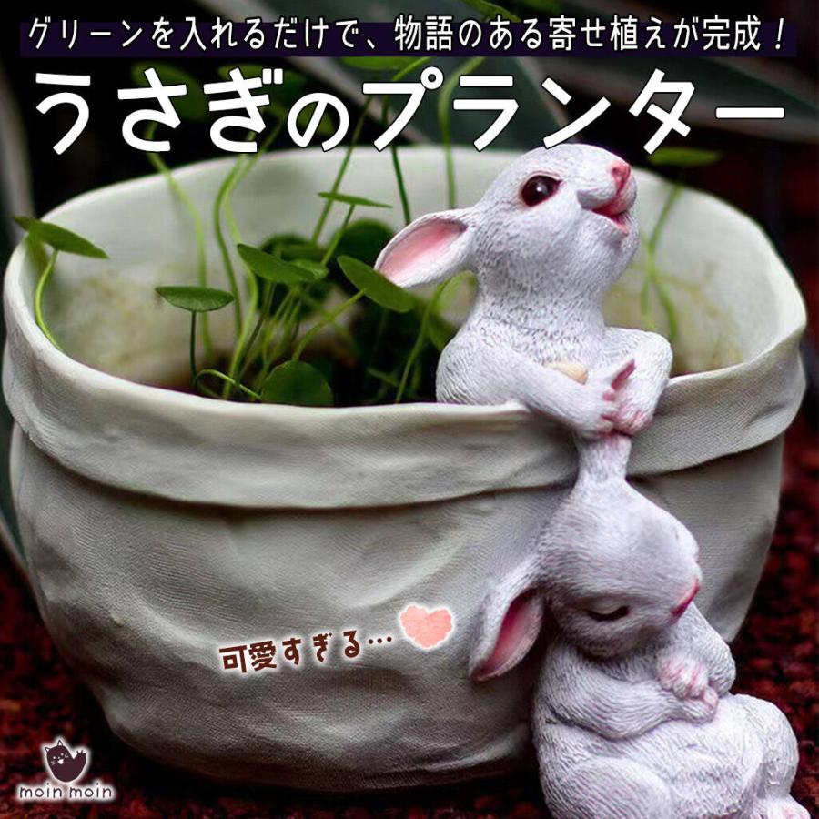 フィギュア 置物 オーナメントうさぎ ラビット プランター 5号 鉢