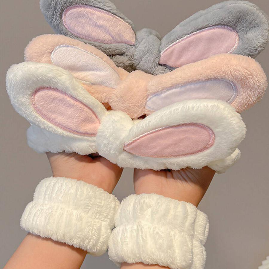 ヘアバンド ターバンうさぎ うさ耳 うさぎ耳 耳付 グレー ふわもこ