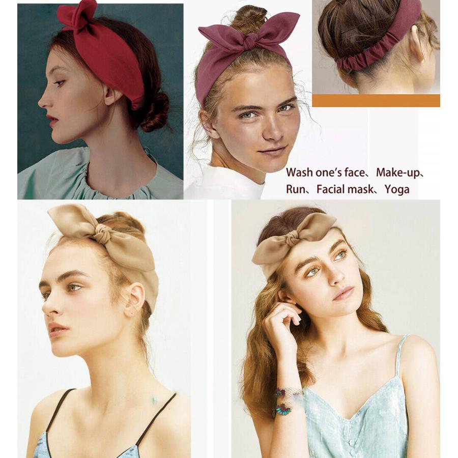 ヘアバンド ターバン耳付 うさ耳 リボン レッド こっくり かわいい