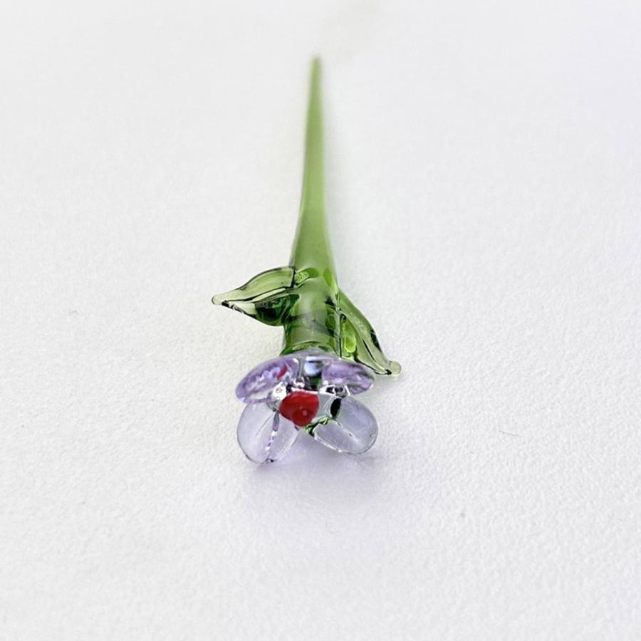 ガラス 置物 オーナメント 花 10本＋ 花瓶 セット ミニチュア 透明