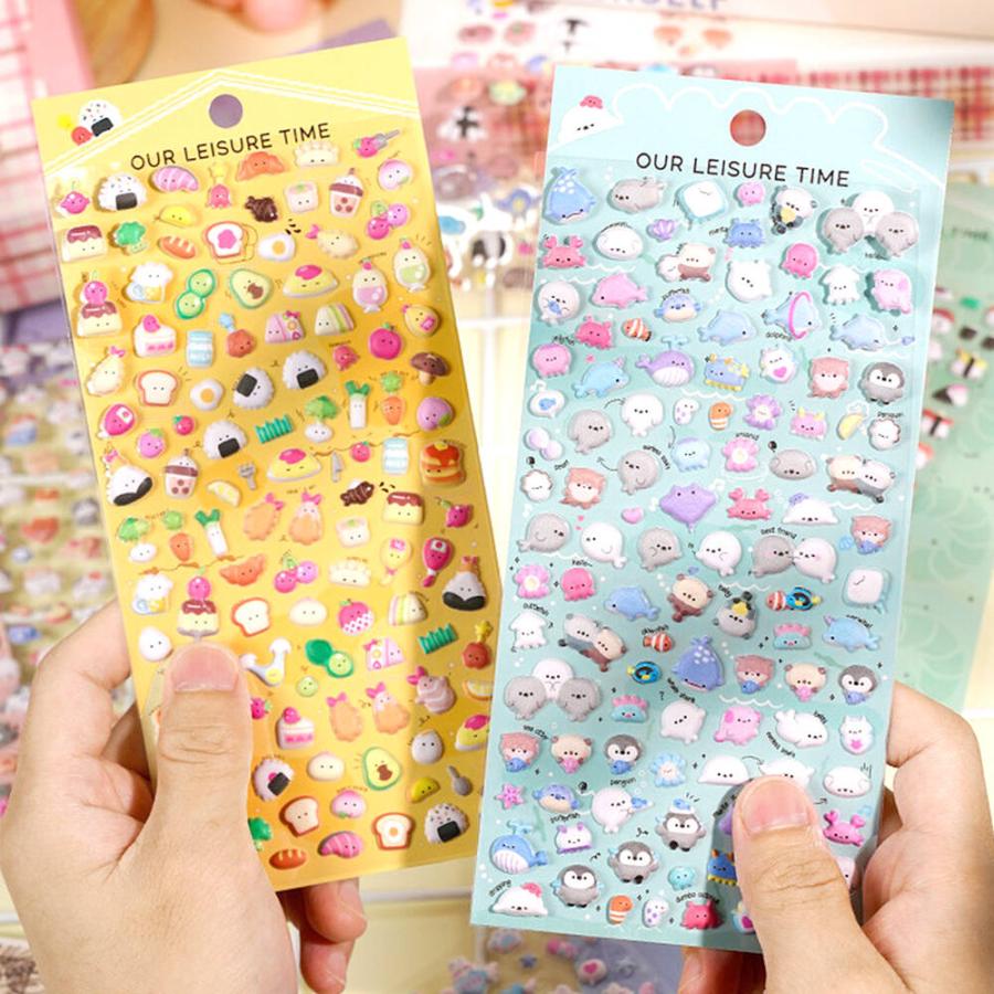 シールステッカー 6種セット ぷっくり ぷくぷく ふわふわ 3D 立体 動物