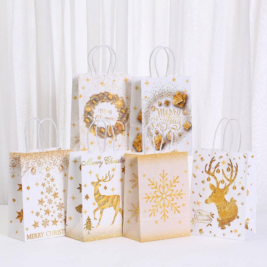 moin moinクリスマス 紙袋 手提げ袋 クラフト ホワイト 白 6種 セット