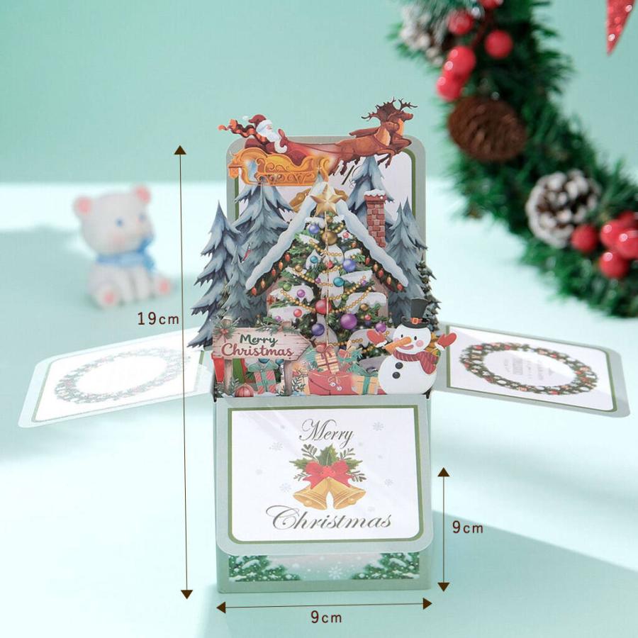クリスマス ポップアップ カード+ミニ メッセージ カード+ 封筒 セット