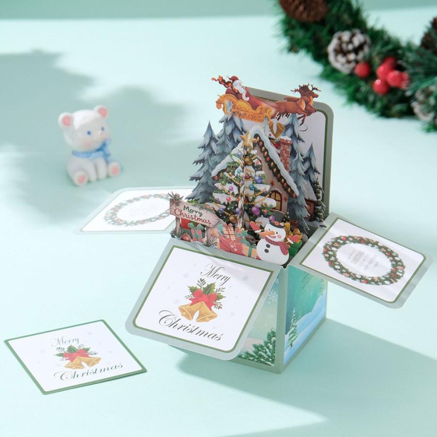 クリスマス ポップアップ カード+ミニ メッセージ カード+ 封筒 セット