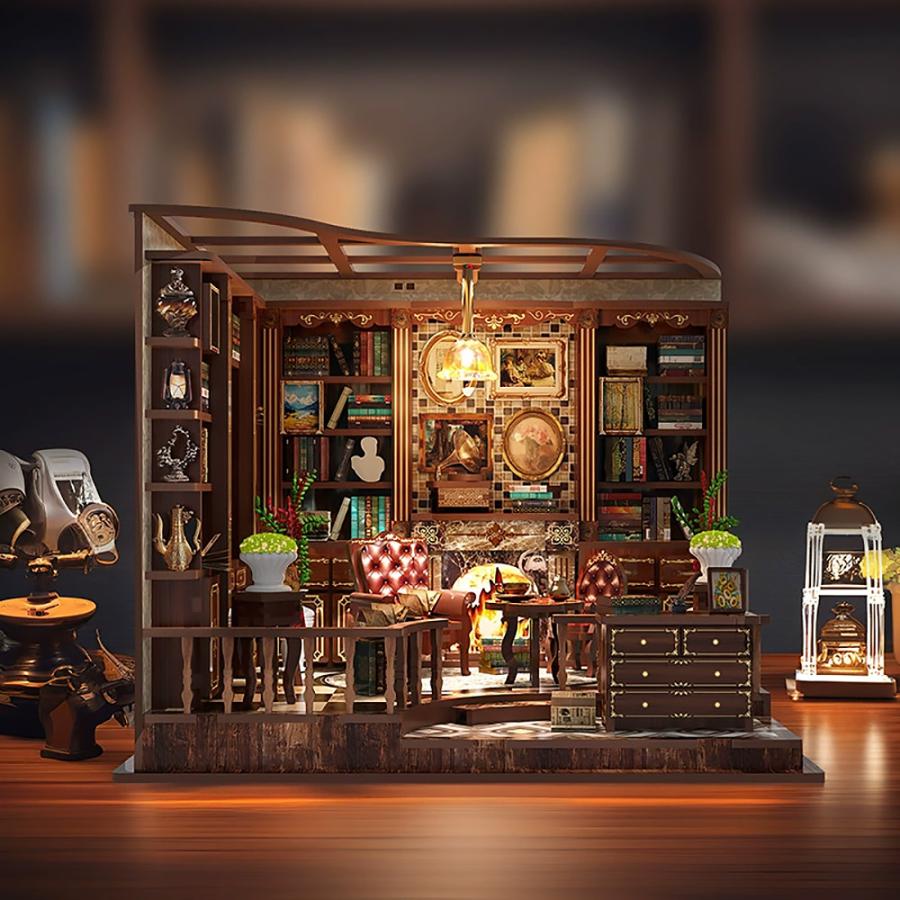 ドールハウス ミニチュア 手作りキット セット書斎 木製 3Dパズル