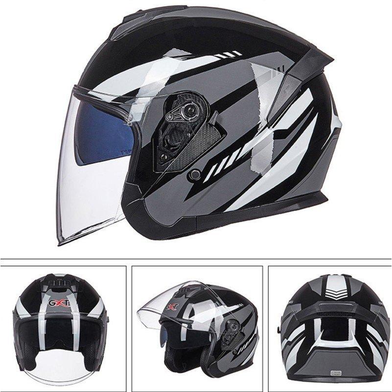 ジェットヘルメット ダブルシールド バイクヘルメット ハーフヘルメット 半帽 Helmet 男女兼用 バイク用品 全11色|moka-shop|03