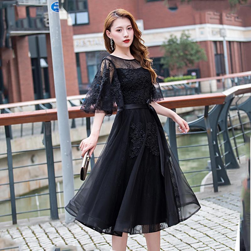 結婚式フォーマルドレス レース 体型カバー おしゃれ ひざ丈 ドレス  