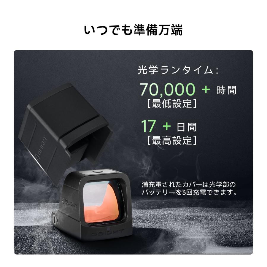 【4/22(水)5％OFFクーポン】OSight 磁気充電カバー付き ドットサイト オーサイト 3 MOA グリーン （511）の画像