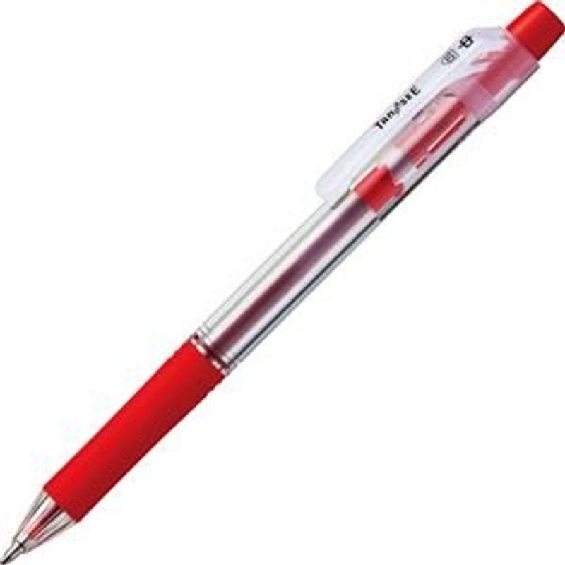 満点の （まとめ） TANOSEE ノック式油性ボールペン ロング芯タイプ 1.0mm 赤 1セット（10本） 〔×5セット〕 ボールペン