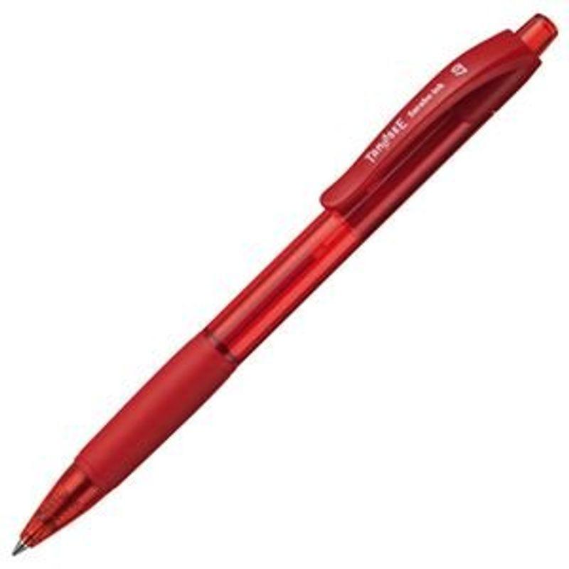 宅配便配送 TANOSEE （まとめ） ノック式油性ボールペン（なめらかインク） 〔×60セット〕 1本 赤 0.7mm ボールペン