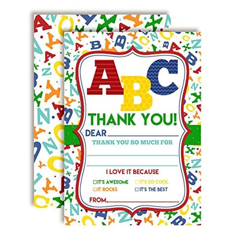 高評価の贈り物 ABC AmandaCreation アルファベット文字 10枚 空白のカード 4インチ×5.5インチ 10枚入り サンキューカード 学習 グリーティングカード