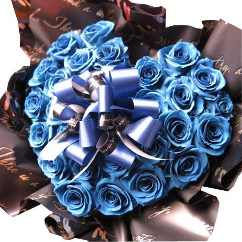 買 送別 退職祝い プリザーブドフラワー 花束風 青バラ 退職祝い プリザーブドフラワー 花束 アレンジメント 青バラ ハート プリザーブドフラワー 誕生日プレゼント 記念日ギフトにおすすめ 木鶏 最新コレックション