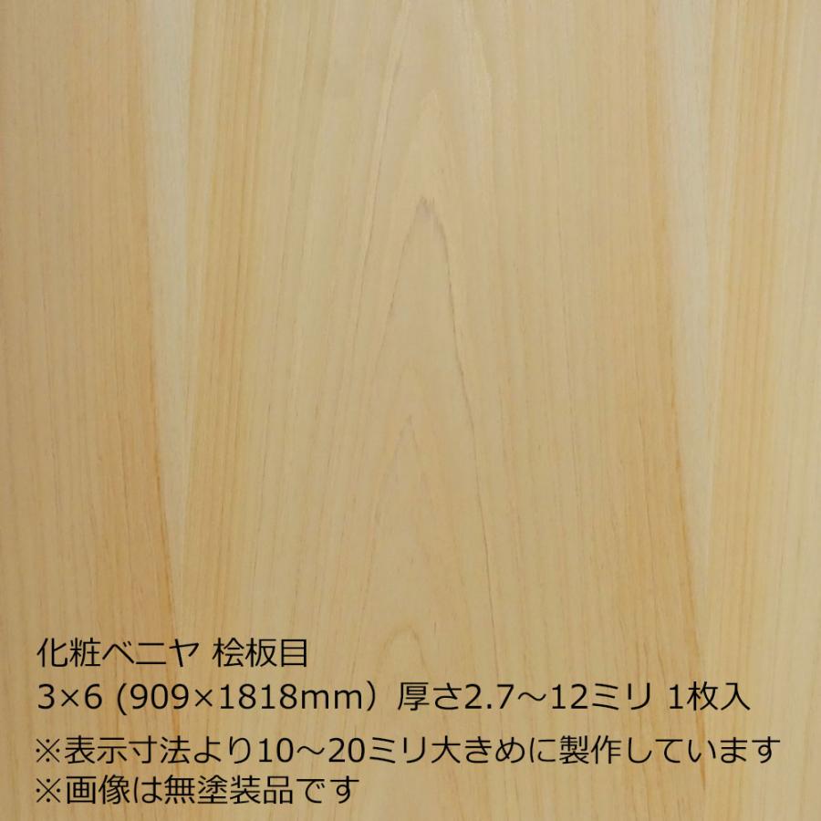 化粧ベニヤ 桧板目 3×6（909×1818mm）厚さ2.7〜12ミリよりオプション