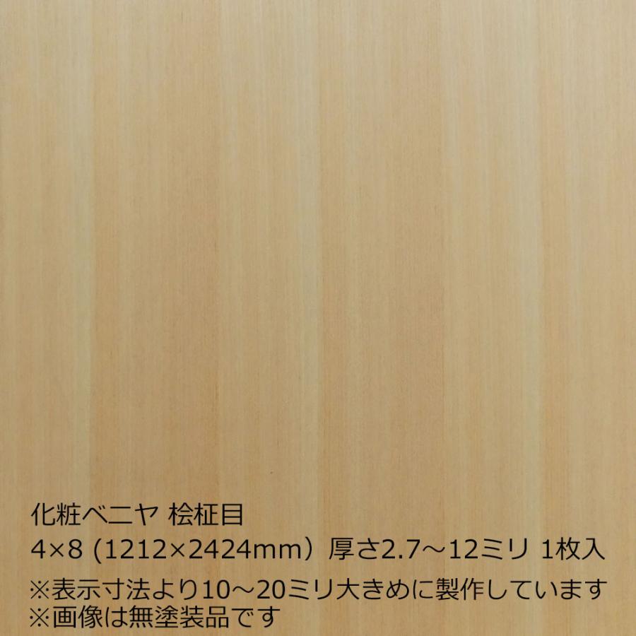化粧ベニヤ 桧柾目 4×8（1212×2424mm）厚さ2.7〜12ミリより