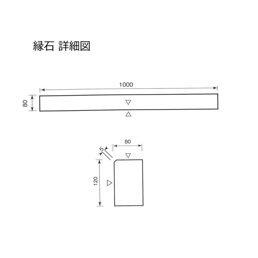 御影石　縁石　白御影603　框　法人様向け　黒御影ほうちん　本磨き仕上げ　80×120×1000mm