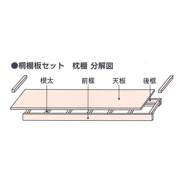 収納材 桐棚板セット 枕棚 間口3尺 高さ60x奥行450x幅950mm（前框・後 