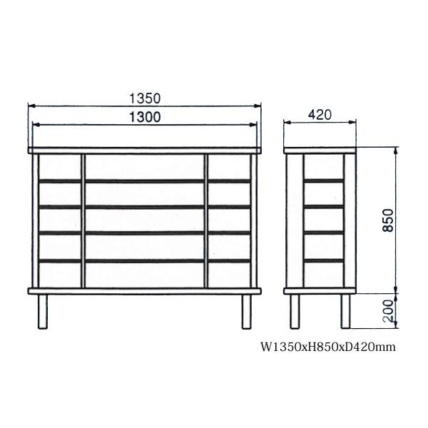 和風下駄箱 けやき板目135 W1350xH850xD420mm 完成品_1