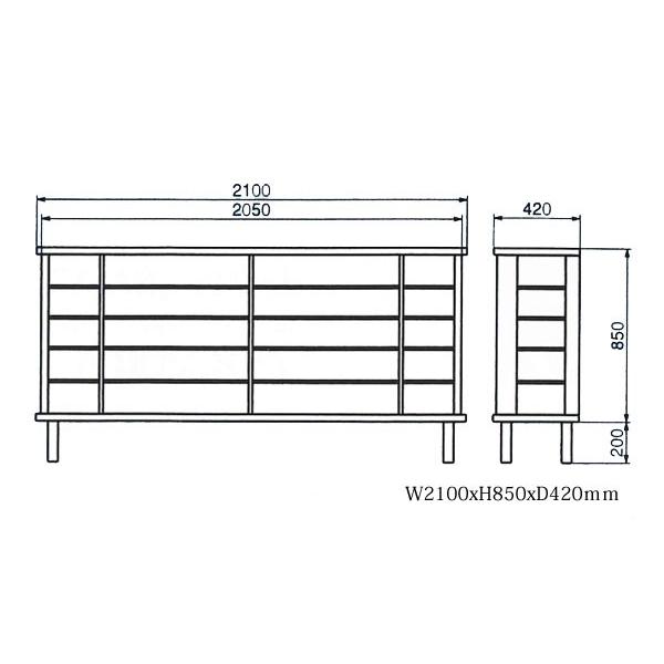 和風下駄箱 杉まえら柾目210 W2100xH850xD420mm 完成品 : こだわりの