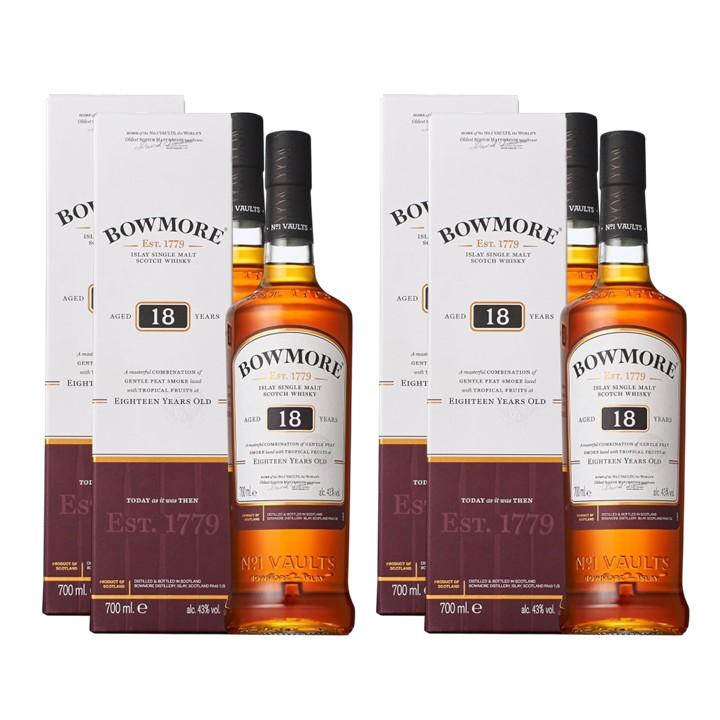 BOWMORE 18年 700ml 4本セット ボウモア 4本セット 18年 シングルモルト ウイスキー 700ml 外箱