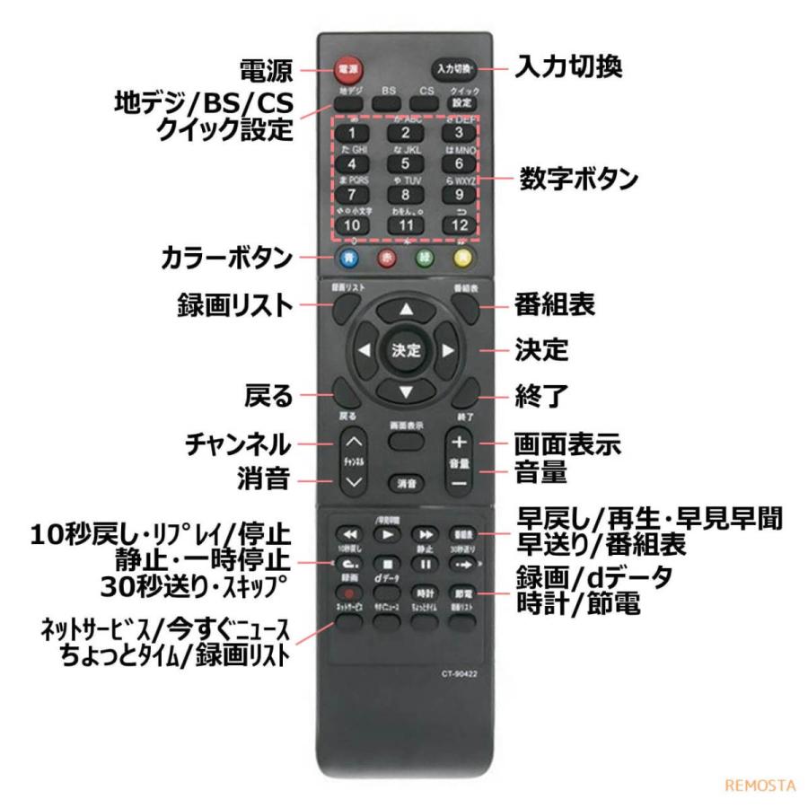 REMOSTA 東芝 レグザ テレビ リモコン 電池付き CT-90422 CT REMOSTA 東芝 レグザ テレビ リモコン 電池付き CT-90422 CT