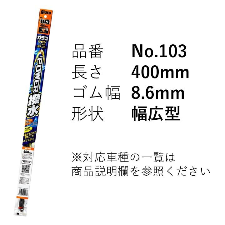 ソフト99 ガラコ ワイパー 103 替えゴム パワー撥水 ゴム幅8.6mm 長さ
