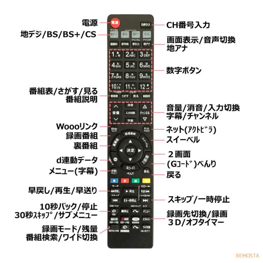 日立 Wooo テレビ リモコン 電池付き C-RT7 C-RS4 C-RT1 C-RP2 C-RP8 C-RS5 C-RT4 C-RT6 C-RS2 C-RT9 HITACHI 代用リモコン REMOSTA｜mokku-shop｜05