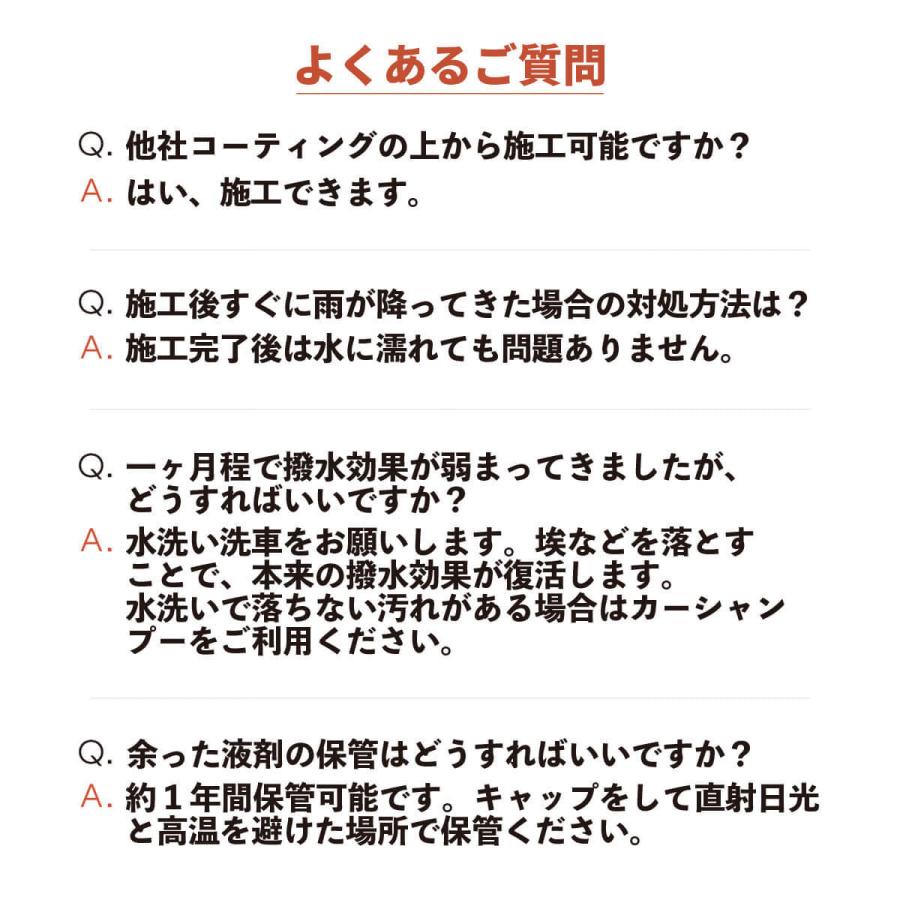 コーティング 車 ガラス系 日本製 12ヶ月 撥水 最強 長持ち 自分で 簡単施工 30ml クロス スポンジ 超撥水 滑水 ホイール バイク レジェンド｜mokku-shop｜09