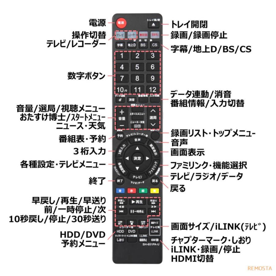 シャープ アクオス ブルーレイ リモコン GA651PA GA778PA GA616PA GA769PA GA688PA GA617PA GA618PA GA652PA GA558PA GA558PA SHARP AQUOS 代用リモコン｜mokku-shop｜05