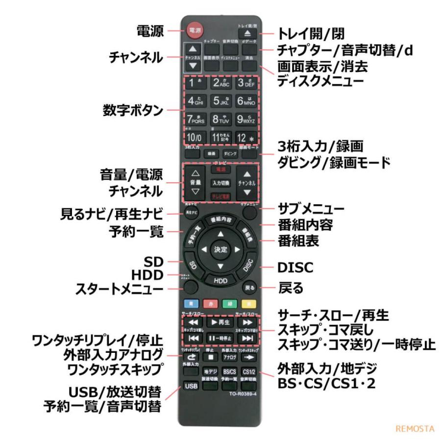 東芝 レグザ ブルーレイ リモコン SE-R0428 SE-R0372 SE-R0389 SE-R0415 DBR-T360 DBR-T350 DBR-Z320 など TOSHIBA REGZA レコーダー 代用リモコン REMOSTA｜mokku-shop｜05