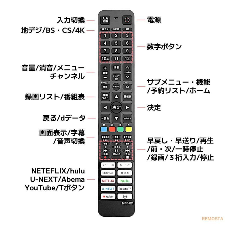 REMOSTA 互換品 TCL テレビ リモコン RC610JJR1 RC610JJR2