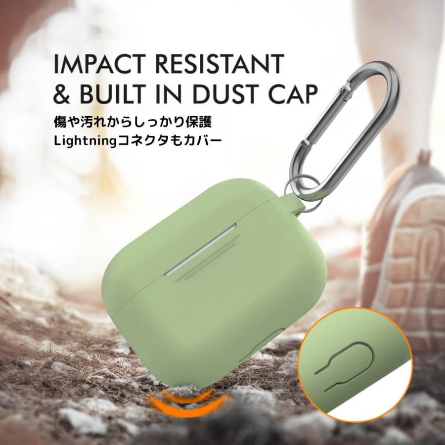 送料無料新品 AirPods Pro シリコンケース カーキ 緑 エアーポッズプロ カラビナ付 AirPods Pro シリコンケース カーキ 緑 エアーポッズプロ カラビナ付