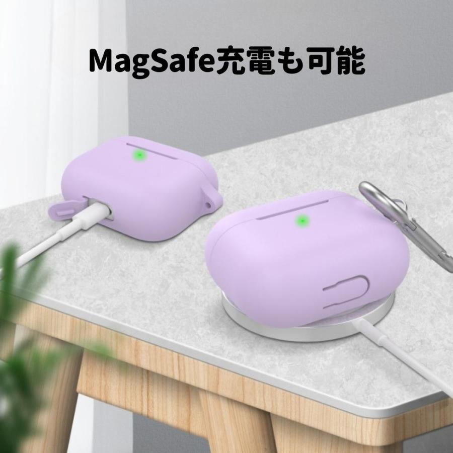 AirPods 3 ケース カバー 第三世代 かわいい カラビナ付き エアーポッズプロ シリコン 高品質 MagSafe ワイヤレス 充電可能 フロントLED表示 落下防止 AHAStyle｜mokku-shop｜07