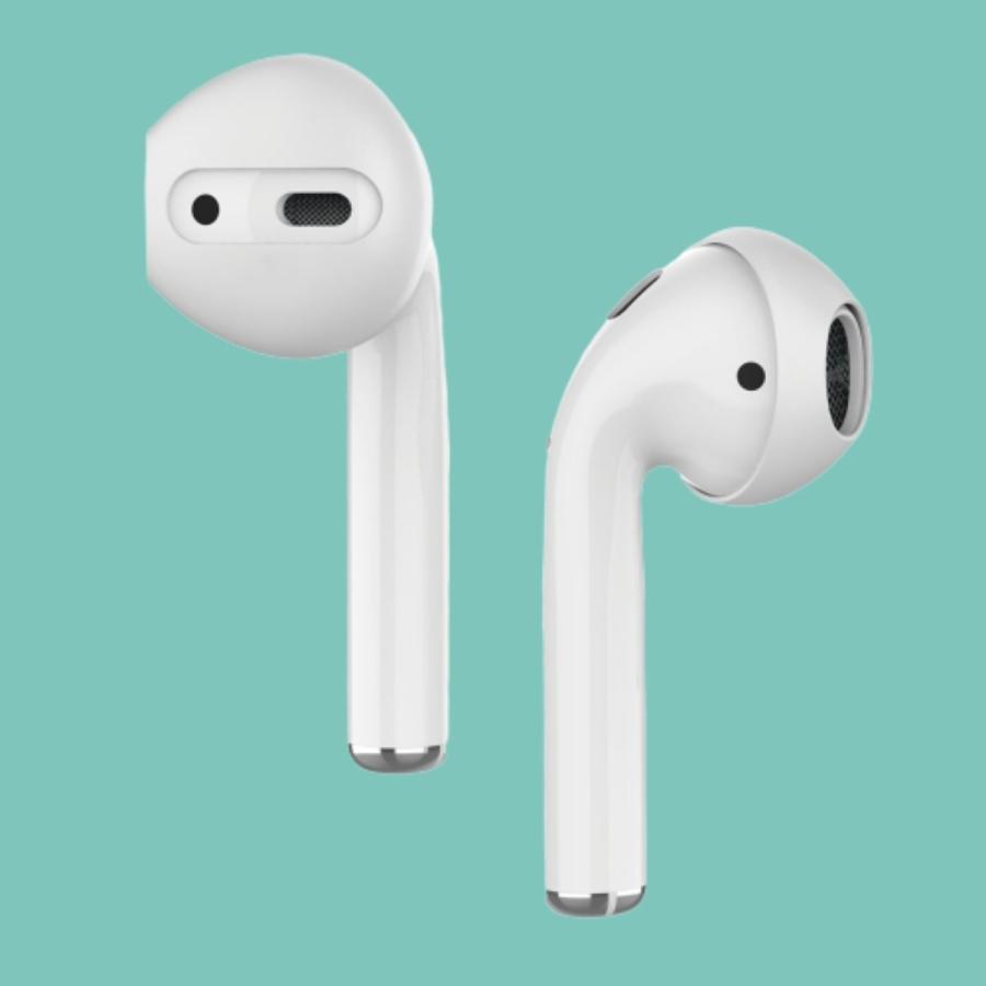 AirPods イヤーピース つけたまま充電 イヤホンカバー パッド 落下防止 滑り止め ケースに入る エアーポッズ イヤホン 外れ 防止 白 黒 EarPods AHAStyle｜mokku-shop｜02