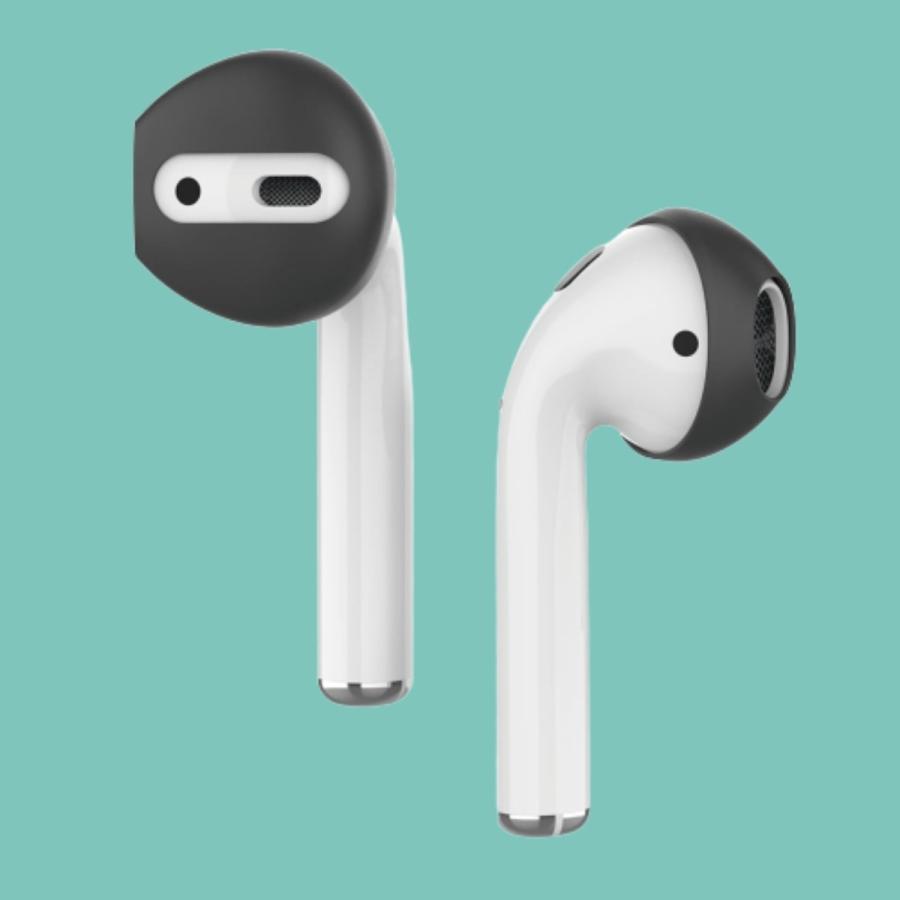 AirPods イヤーピース つけたまま充電 イヤホンカバー パッド 落下防止 滑り止め ケースに入る エアーポッズ イヤホン 外れ 防止 白 黒 EarPods AHAStyle｜mokku-shop｜03