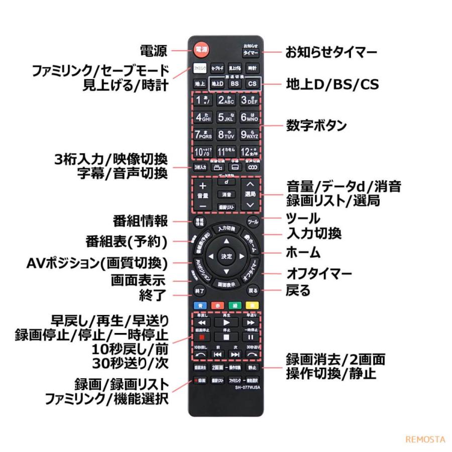 REMOSTA シャープ アクオス テレビ リモコン GB077WJSA REMOSTA シャープ アクオス テレビ リモコン GB077WJSA