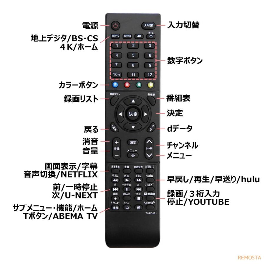 TCL テレビ リモコン RC610JJR1 RC610JJR2 S515 S516E S518K P715 C815 S5200 P8 C8 X10 32S515 40S515 32S516E 40S516 32S518K など REMOSTA 代用リモコン｜mokku-shop｜05