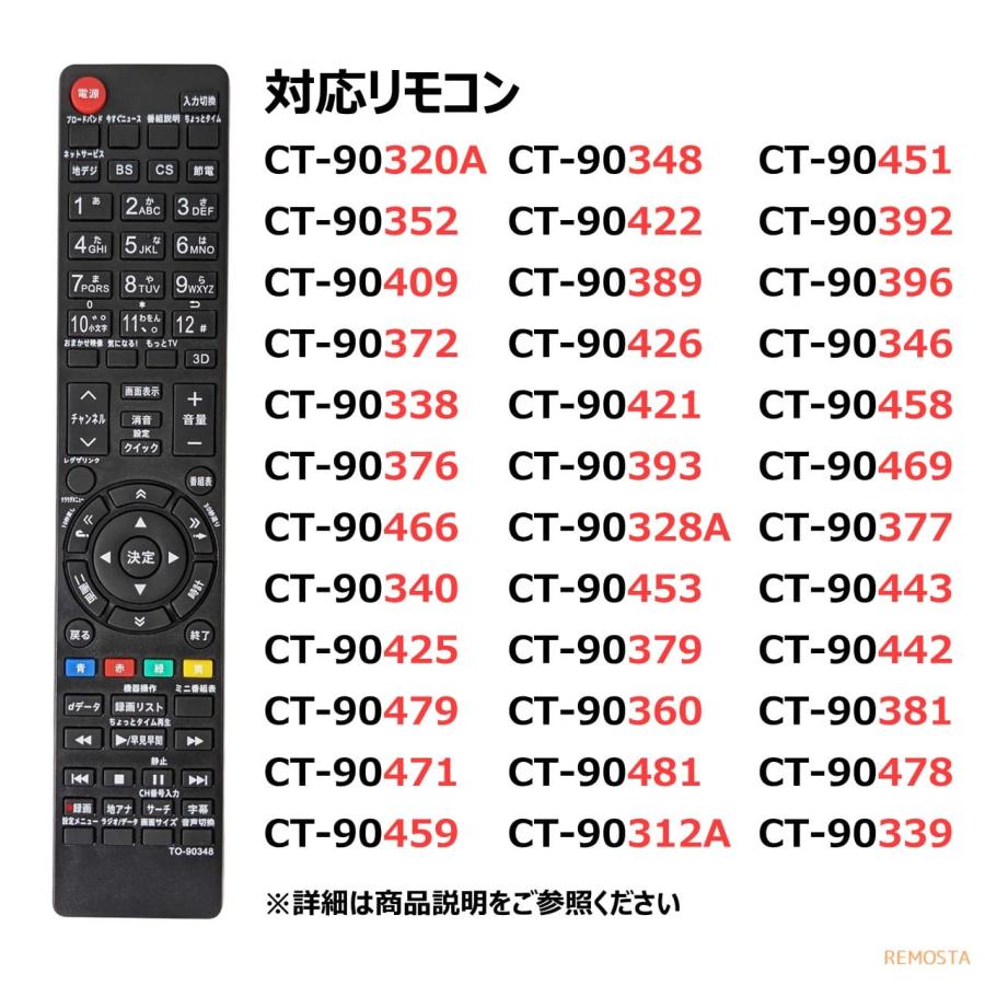 東芝 レグザ テレビ リモコン CT-90458 CT-90443 CT-90377 CT-90479 CT-90471 CT-90481 CT-90478 CT-90459 CT-90339 TOSHIBA REGZA 代用リモコン REMOSTA｜mokku-shop｜04