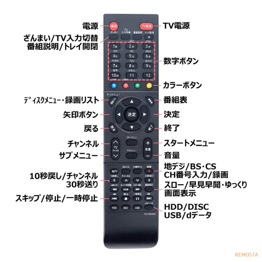 REMOSTA 東芝 レグザ ブルーレイ リモコン SE-R0462 電池付き REMOSTA 東芝 レグザ ブルーレイ リモコン SE-R0462 電池付き