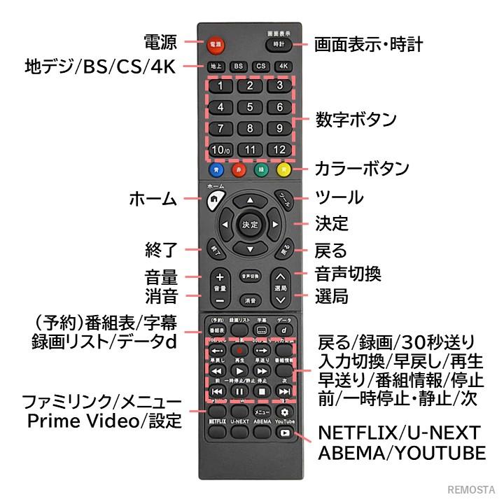 REMOSTA 互換品 シャープ アクオス テレビ 汎用リモコン AQUOS SHARP