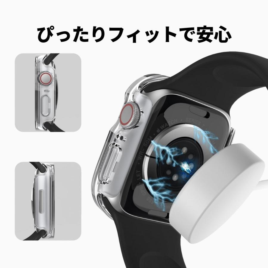 Apple Watch カバー 防水 ケース アップルウォッチ 耐水 40mm 41mm 45mm 44mm iWatch Series 7 SE 6 5 4 耐衝撃 傷防止 ブラック クリア 透明 AHAStyle｜mokku-shop｜08