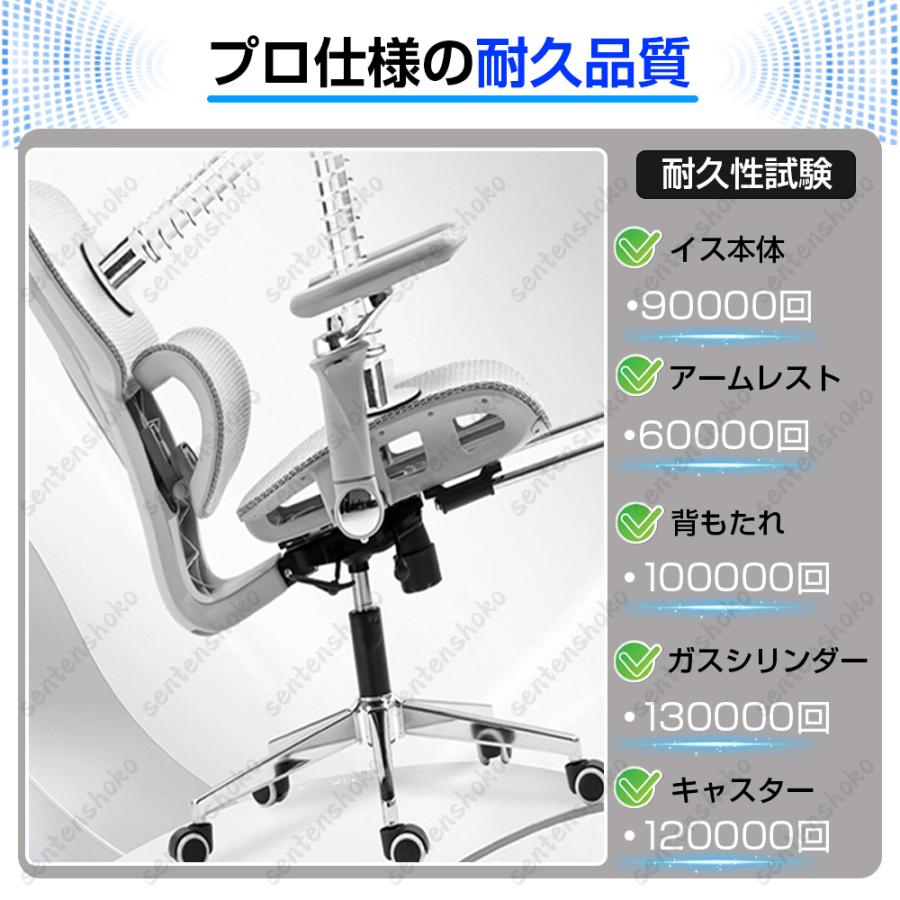 オフィスチェア 椅子 デスクチェア 人間工学 パソコンチェア メッシュ 9Dアーム 8Dヘッドレスト 肘付き 回転 昇降 座面調整 静音PUキャスター 在宅勤務 腰痛対策_14