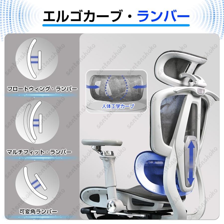オフィスチェア 椅子 デスクチェア 人間工学 パソコンチェア メッシュ 9Dアーム 8Dヘッドレスト 肘付き 回転 昇降 座面調整 静音PUキャスター 在宅勤務 腰痛対策_9