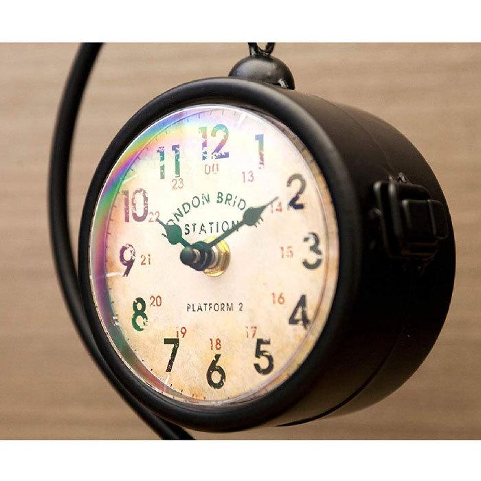 両面時計 ステーションクロック フロアスタンド/ブラック 150cm 駅時計